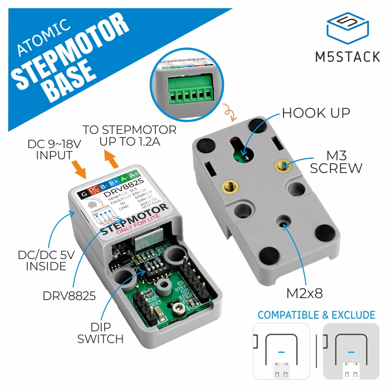 M5Stack - Base ufficiale per motori passo-passo ATOMIC